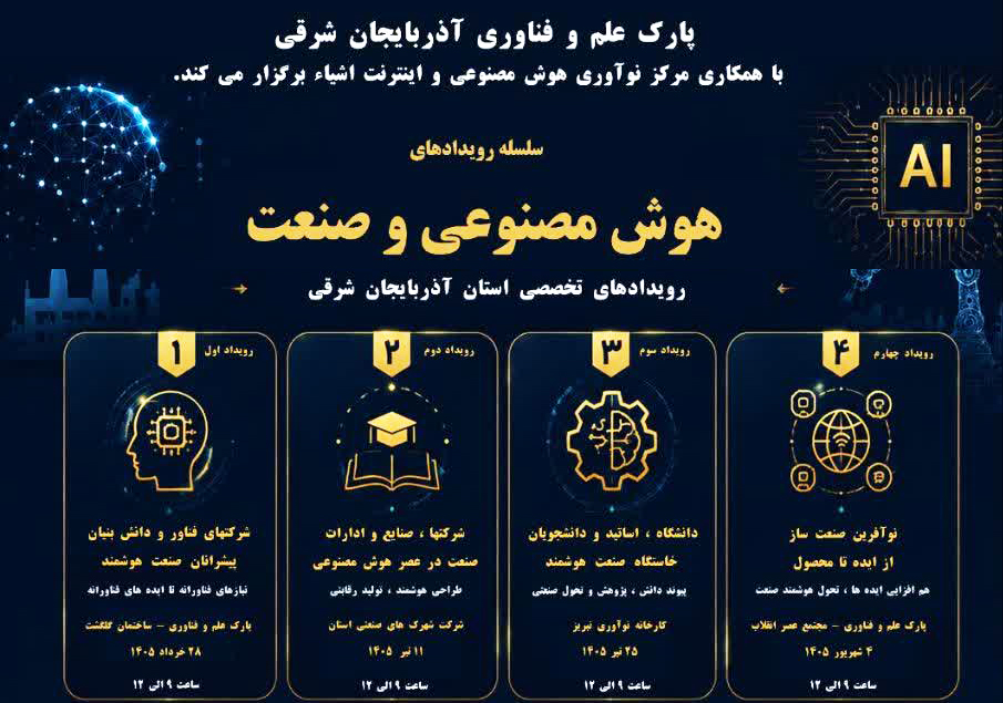 برگزاری سلسله رویدادهای «هوش مصنوعی و صنعت» در شمال‌غرب کشور